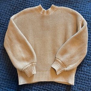 alex mill nico chunky cardigan in tan.